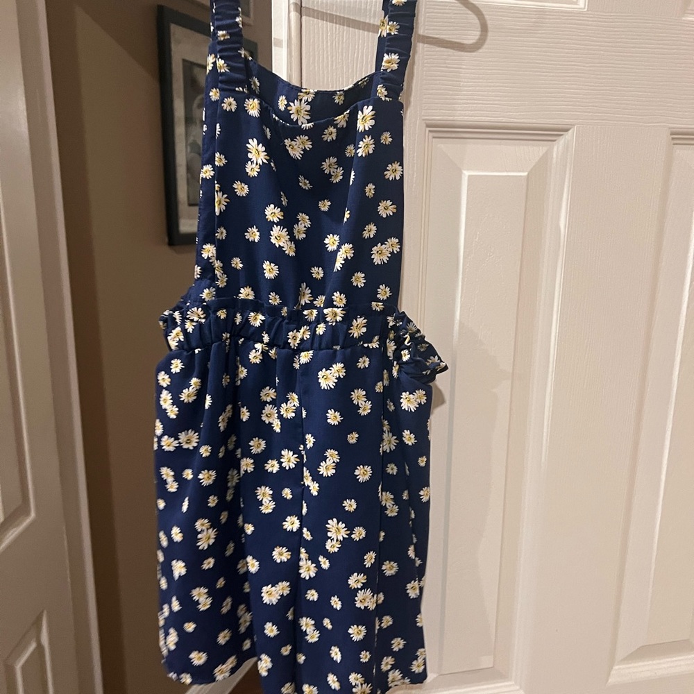 One piece Daisy navy blue overall onesie skort/shorts